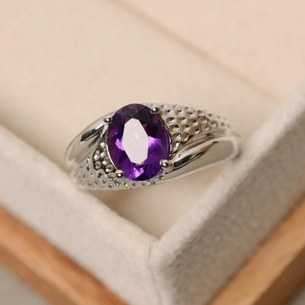 Rugged Oval Amethyst Ring for Men - Image 10