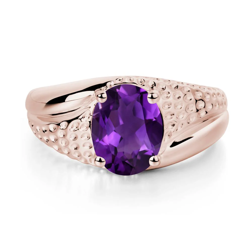 Rugged Oval Amethyst Ring for Men - Image 5