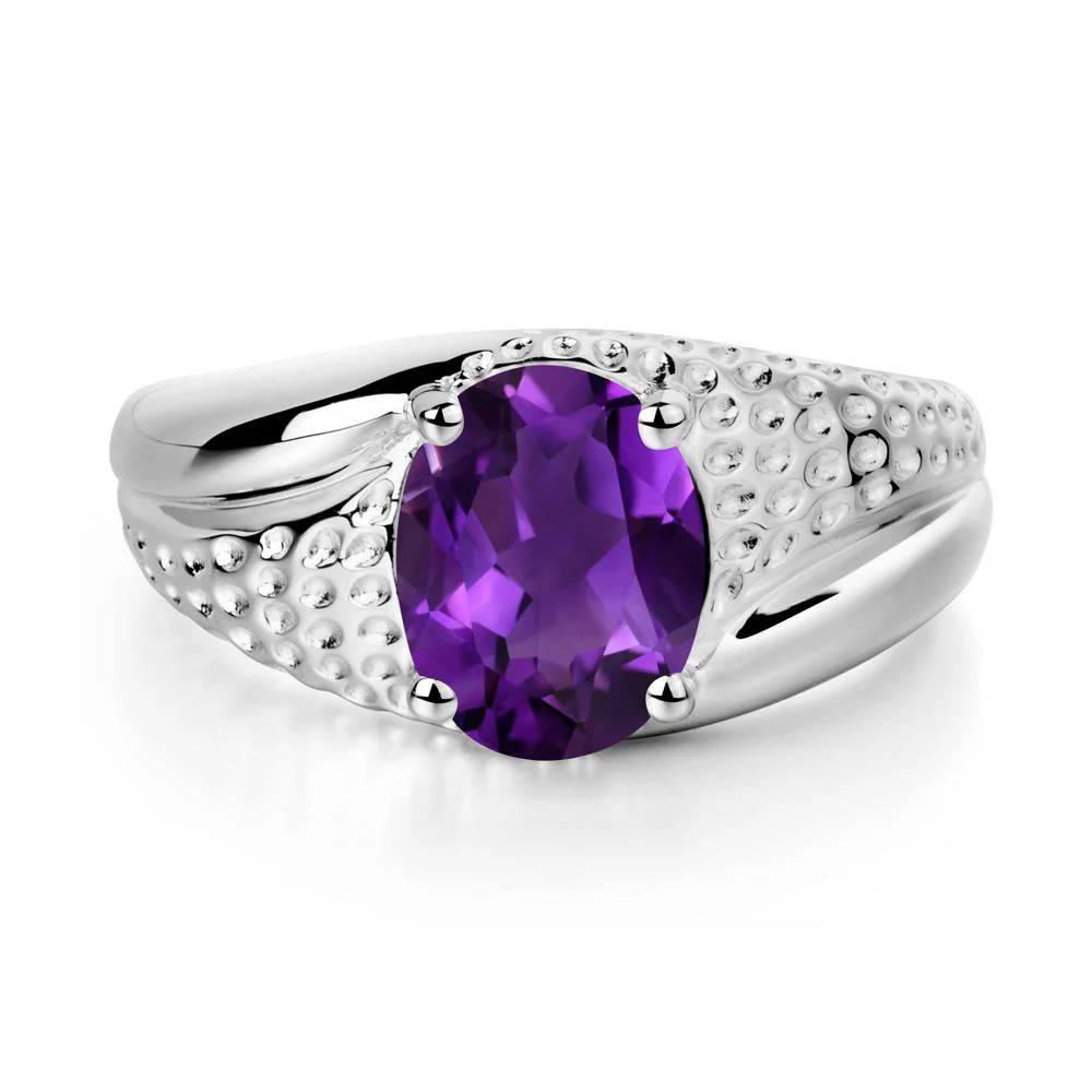 Rugged Oval Amethyst Ring for Men - Image 7