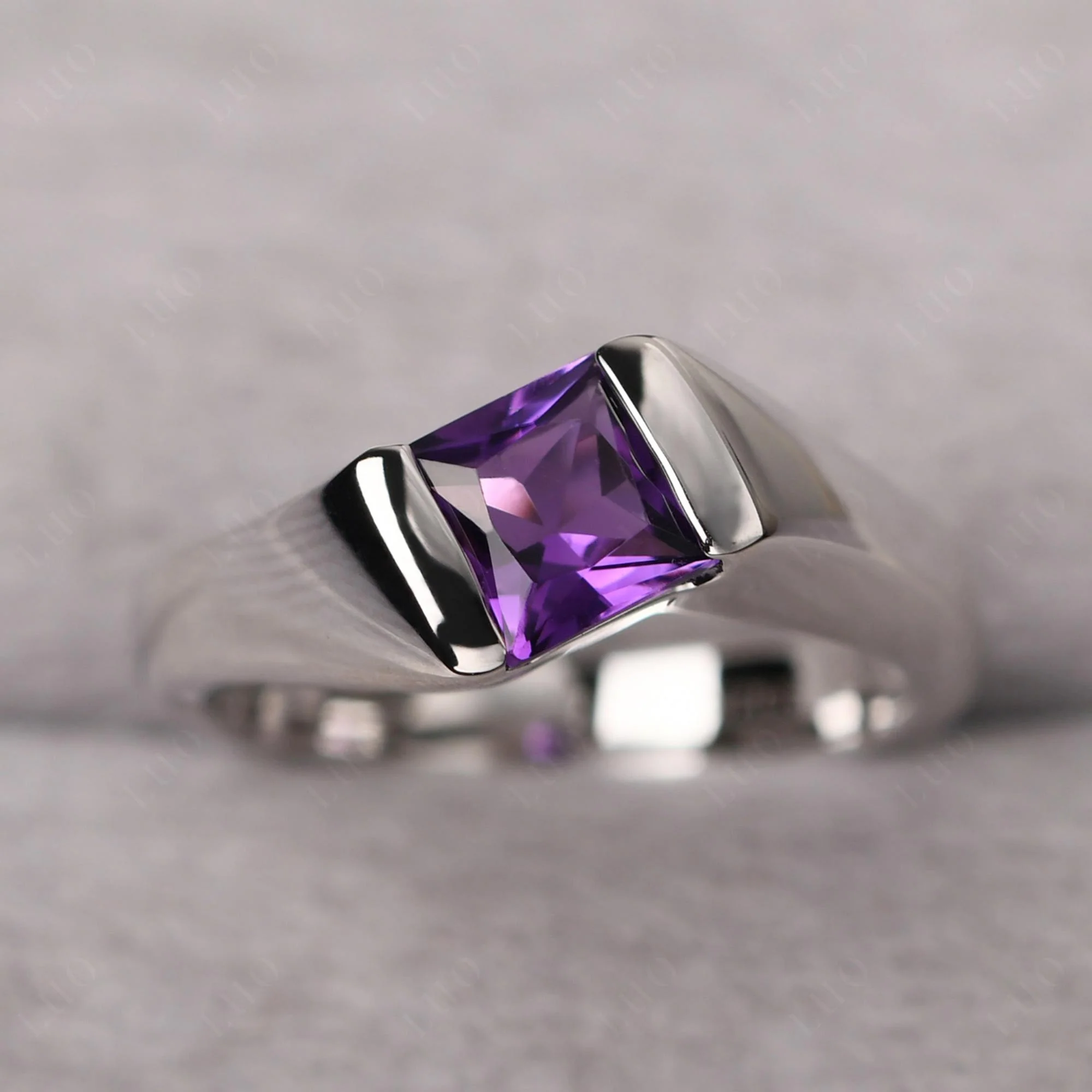 Amethyst Bypass Solitaire Engagement Ring - Image 10
