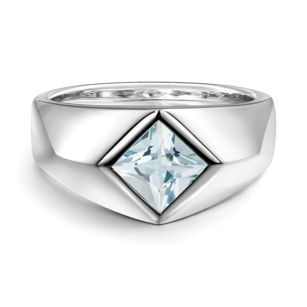 Men's Aquamarine Kite Set Ring - Image 7