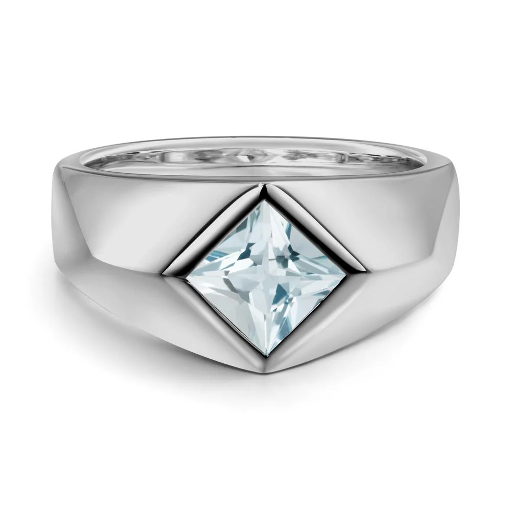 Men's Aquamarine Kite Set Ring - Image 9