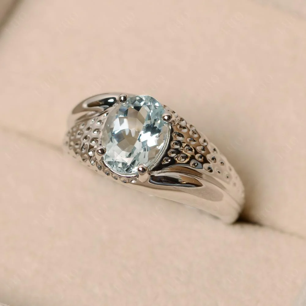 Rugged Oval Aquamarine Ring for Men - Image 11