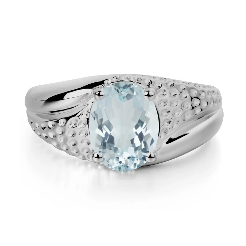 Rugged Oval Aquamarine Ring for Men - Image 6