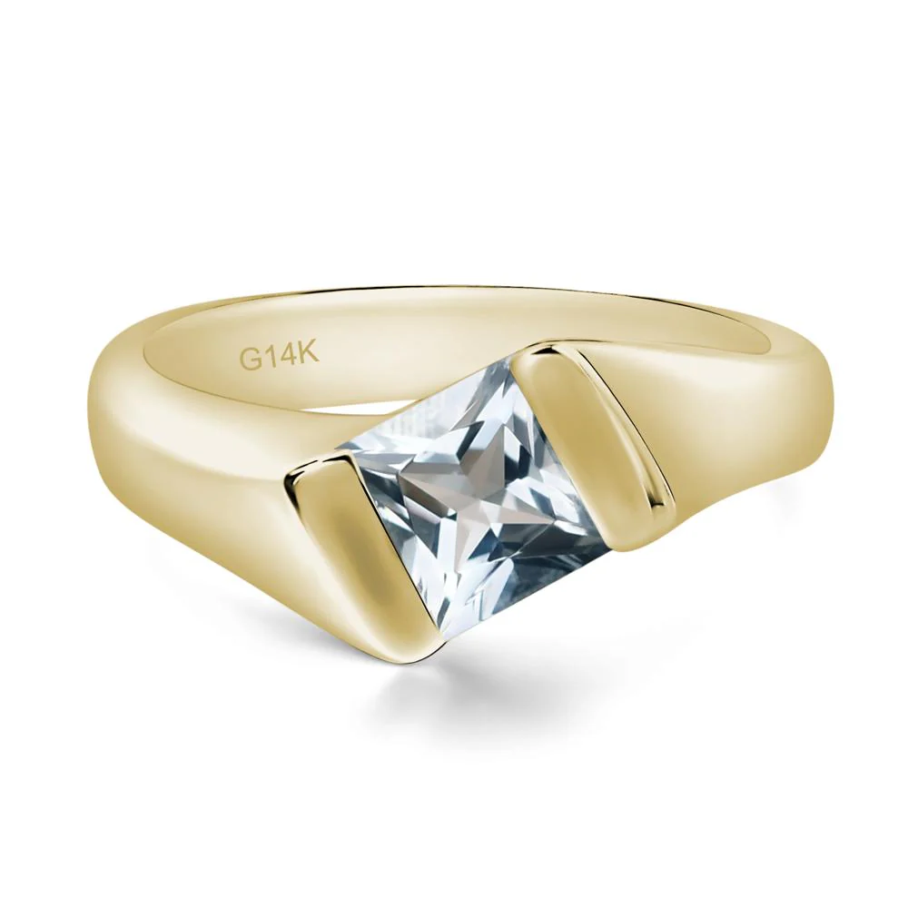 Unisex Aquamarine Bypass Solitaire Ring