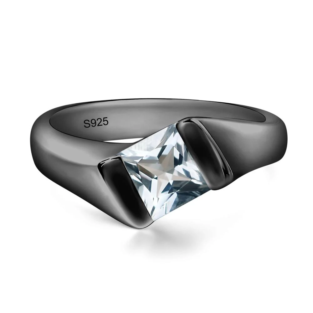 Unisex Aquamarine Bypass Solitaire Ring - Image 3
