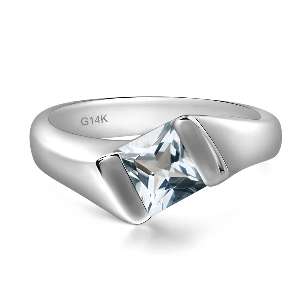 Unisex Aquamarine Bypass Solitaire Ring - Image 4