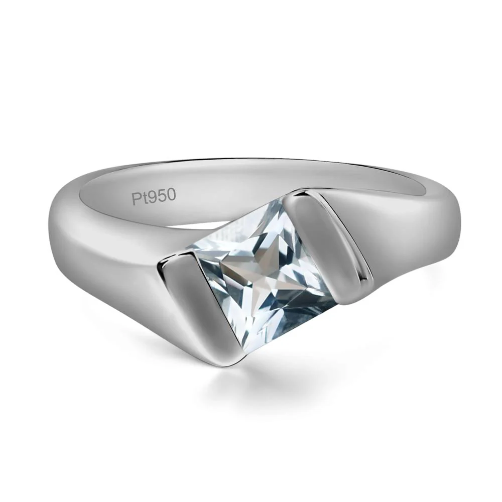 Unisex Aquamarine Bypass Solitaire Ring - Image 6