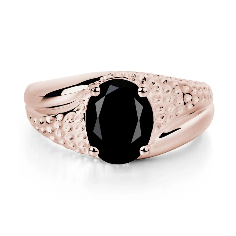 Rugged Oval Black Spinel Ring for Men - Image 5