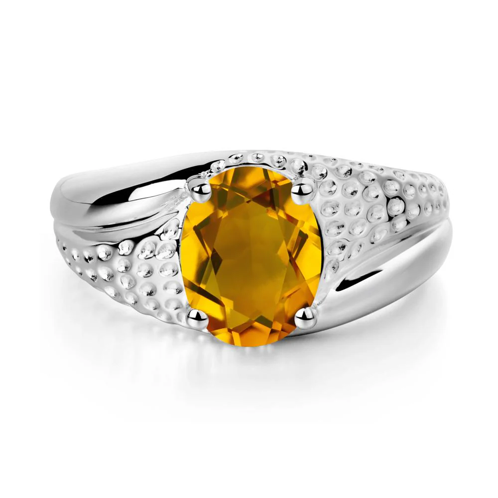 Rugged Oval Citrine Ring for Men - Image 3