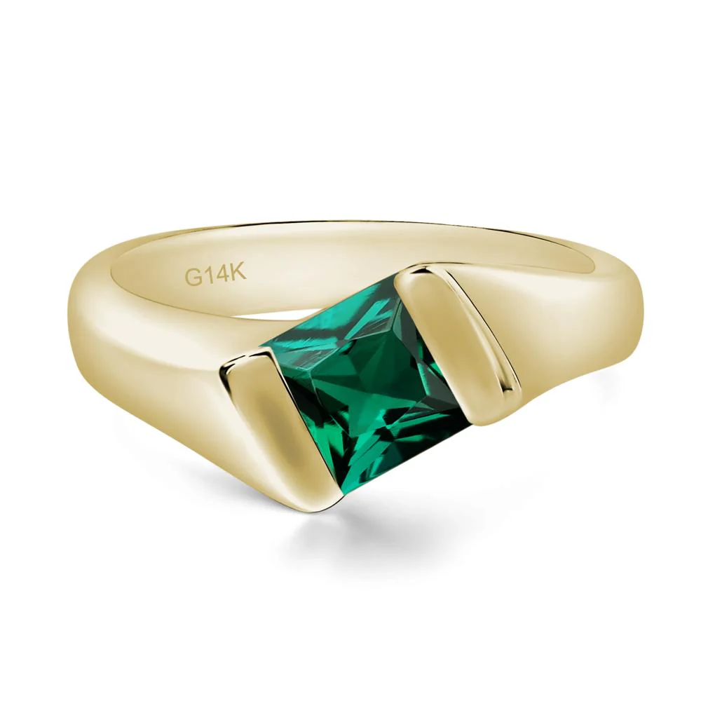 Emerald Bypass Solitaire Engagement Ring - Image 4