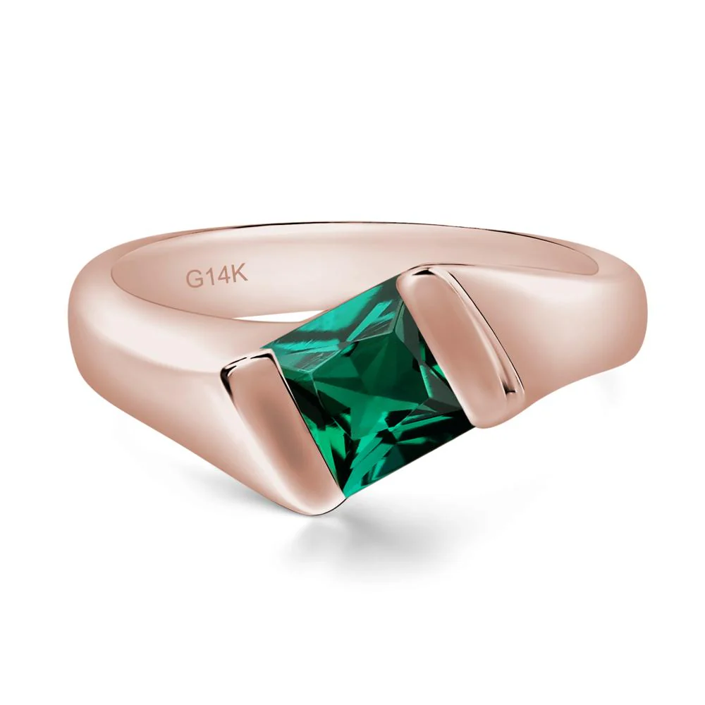 Emerald Bypass Solitaire Engagement Ring - Image 5
