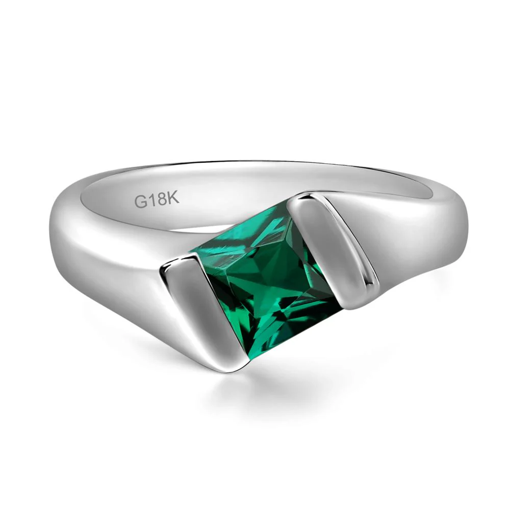 Emerald Bypass Solitaire Engagement Ring - Image 7