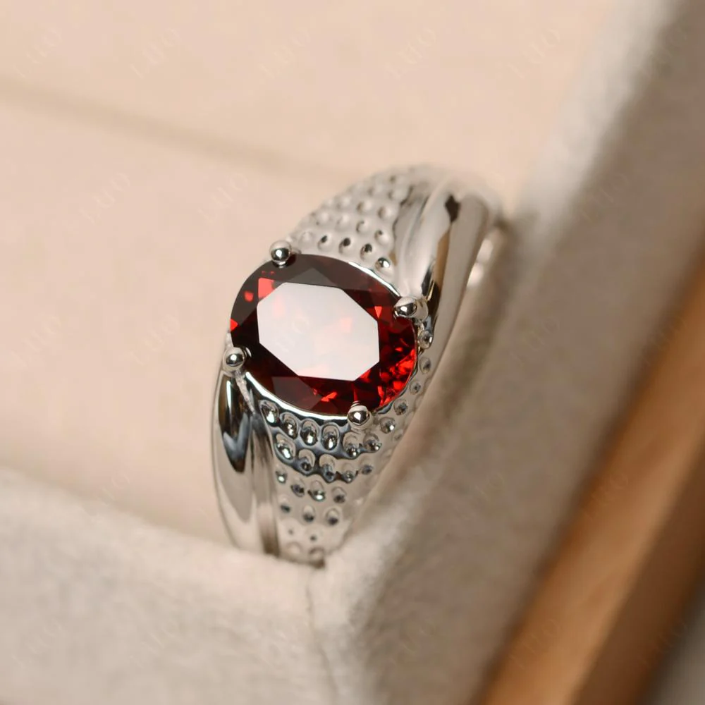 Rugged Oval Garnet Ring for Men - Image 11