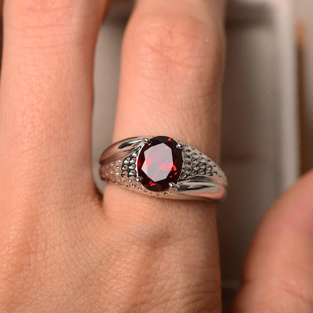 Rugged Oval Garnet Ring for Men - Image 13