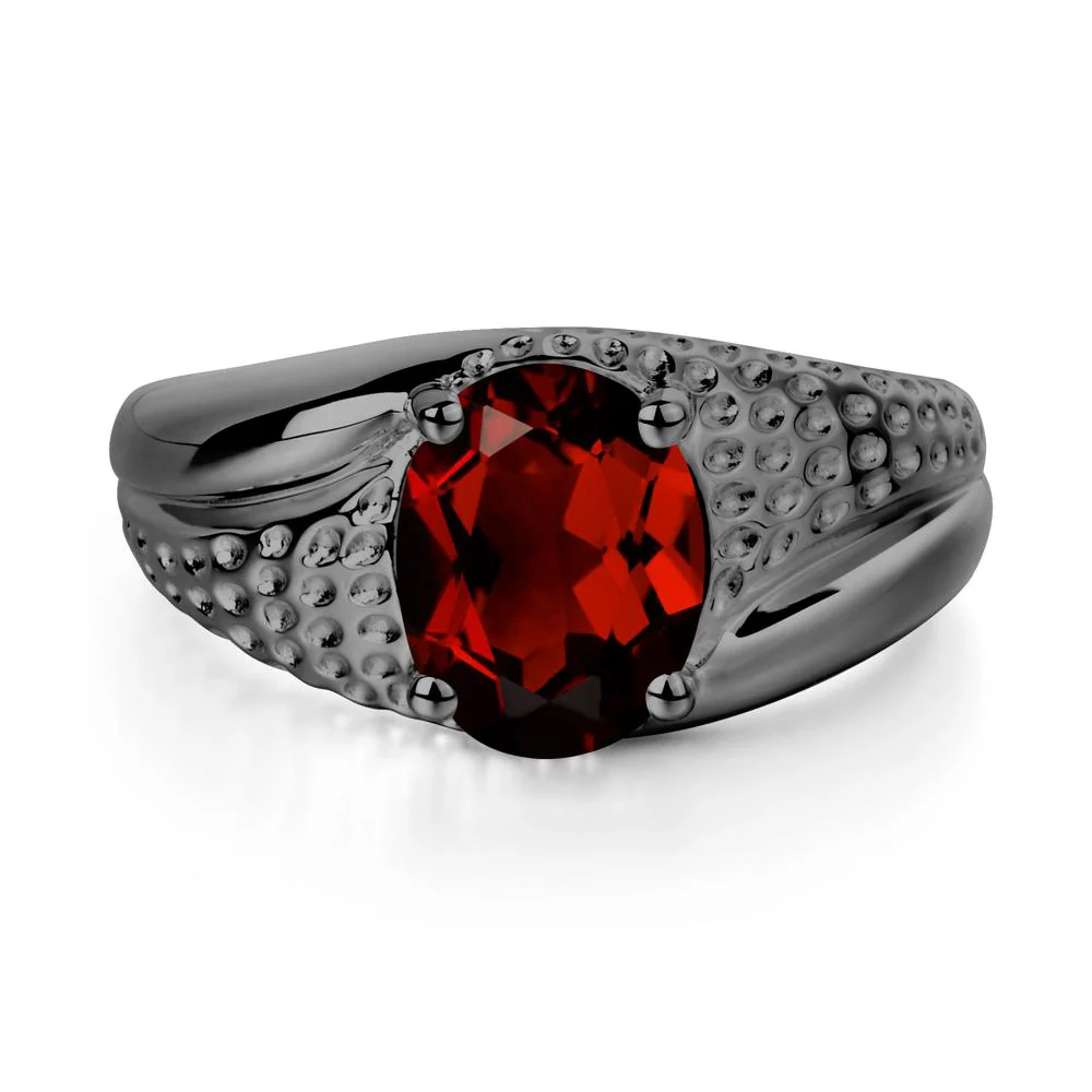 Rugged Oval Garnet Ring for Men - Image 3