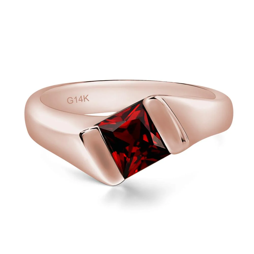 Unisex Garnet Bypass Solitaire Ring - Image 5