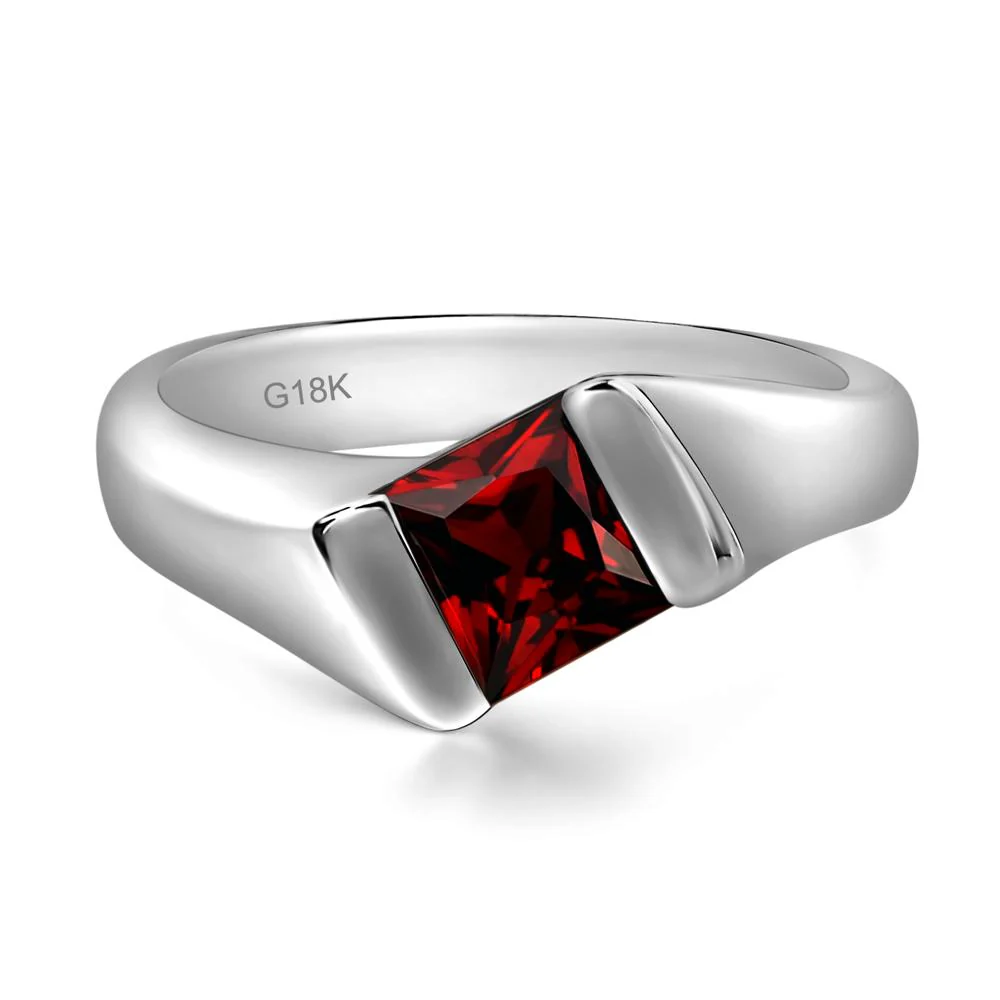 Unisex Garnet Bypass Solitaire Ring - Image 7