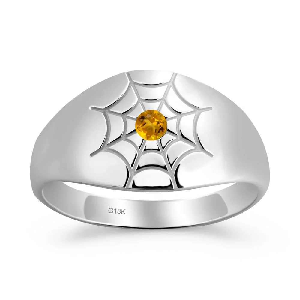 Men's Gothic Citrine Ring with Spider Wed - Image 2