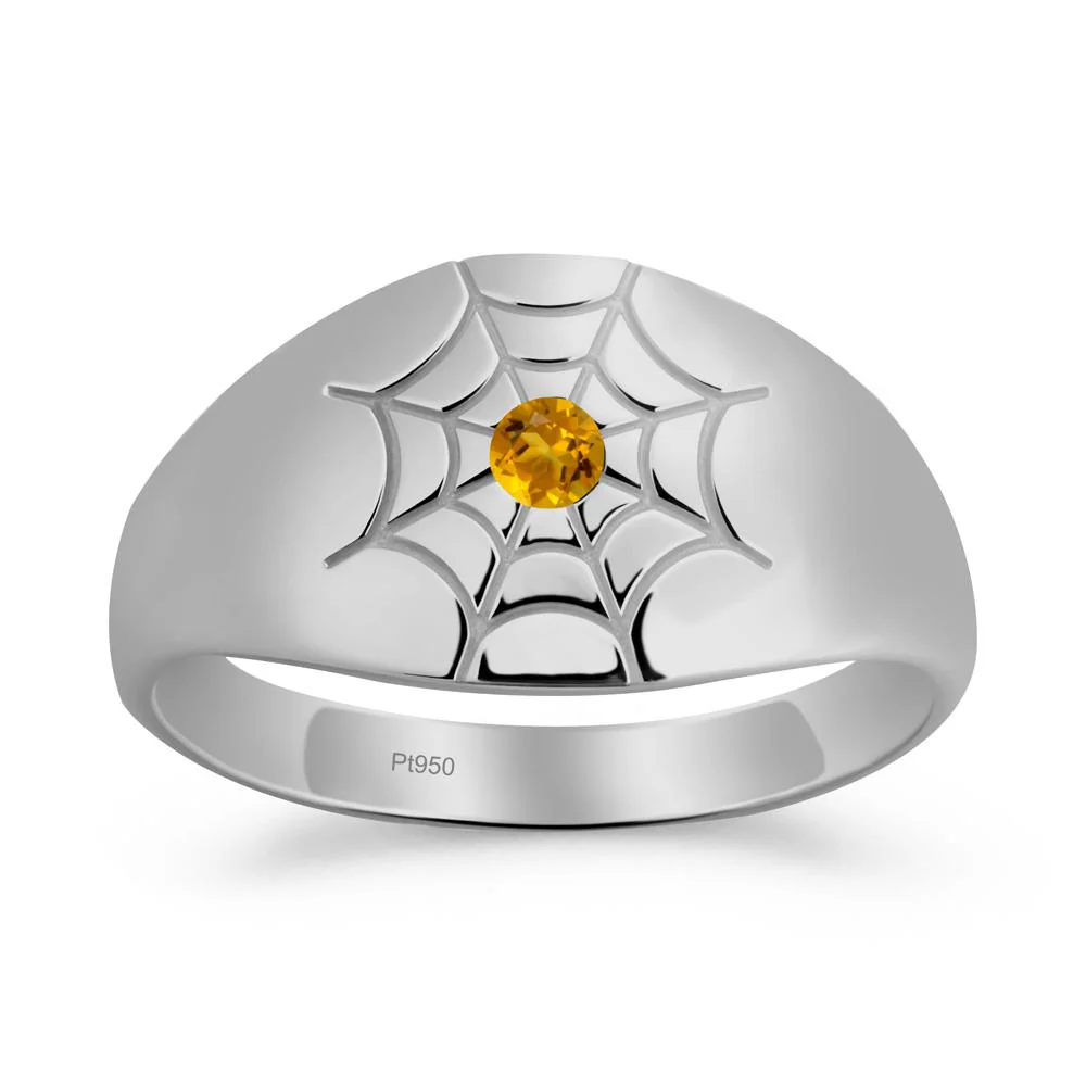 Men's Gothic Citrine Ring with Spider Wed - Image 9