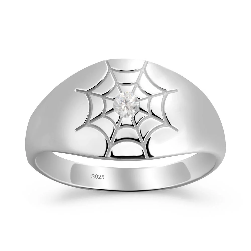 Men's Gothic Cubic Zirconia Ring with Spider Wed - Image 3