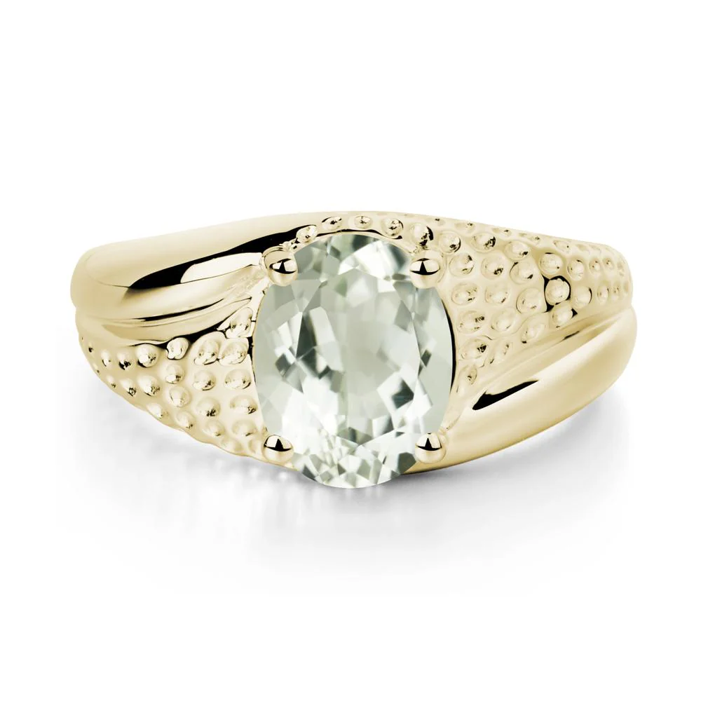 Rugged Oval Green Amethyst Ring for Men - Image 4