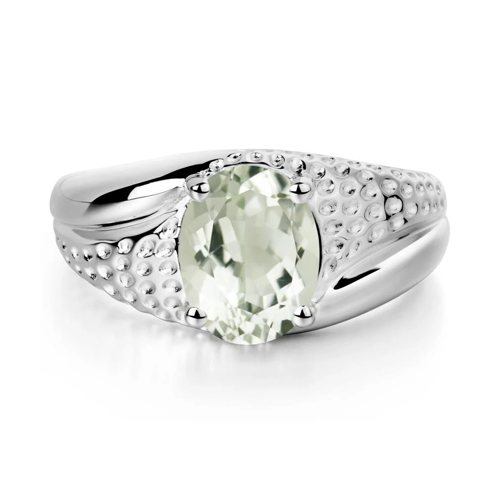 Rugged Oval Green Amethyst Ring for Men - Image 7
