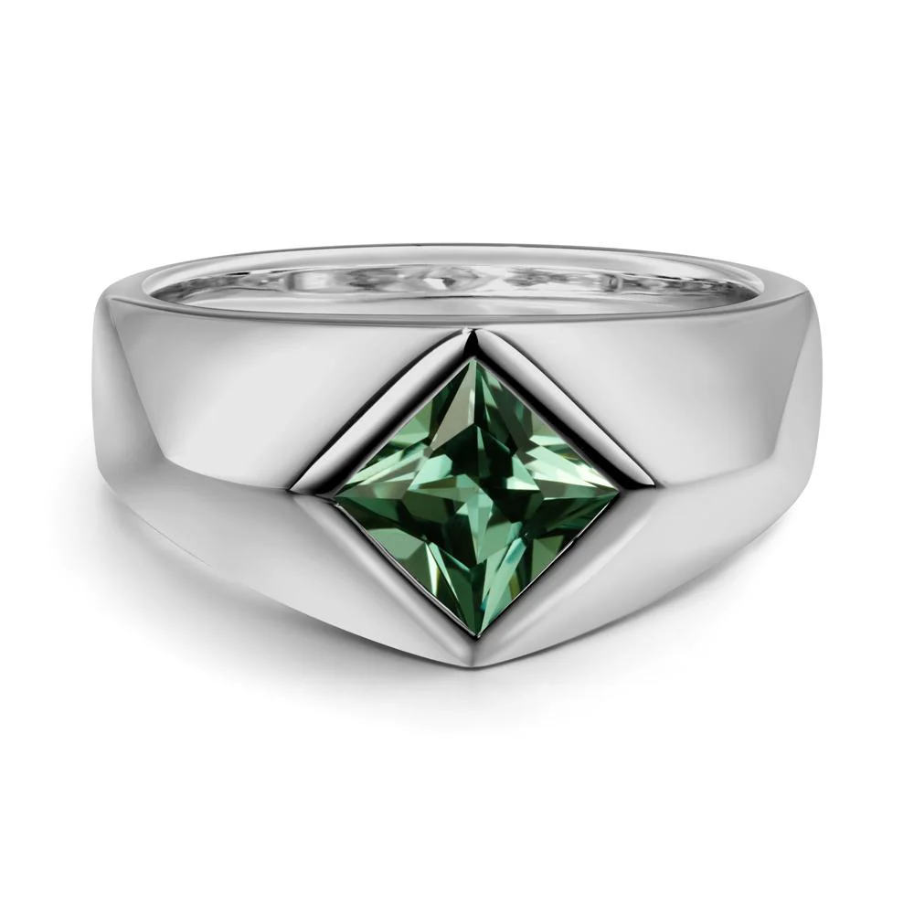 Men's Green Sapphire Kite Set Ring - Image 5