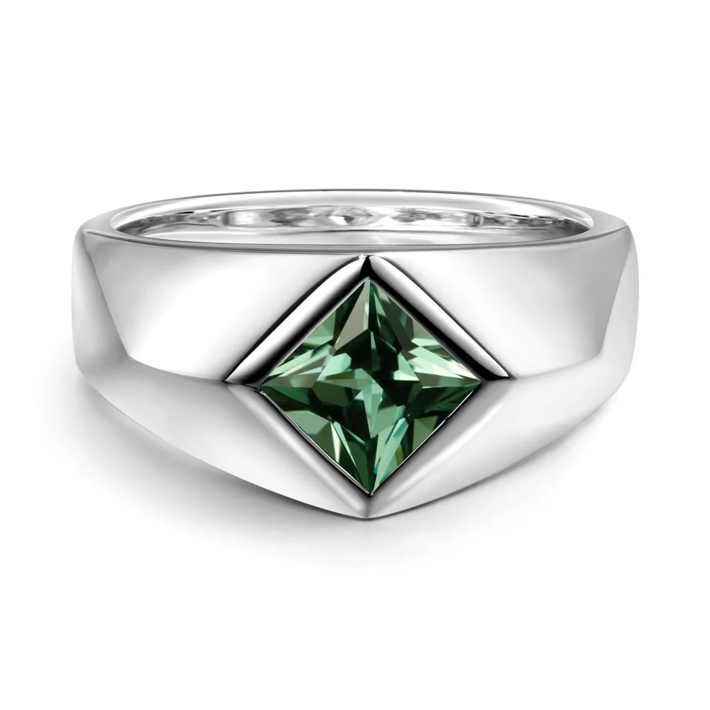 Men's Green Sapphire Kite Set Ring - Image 8