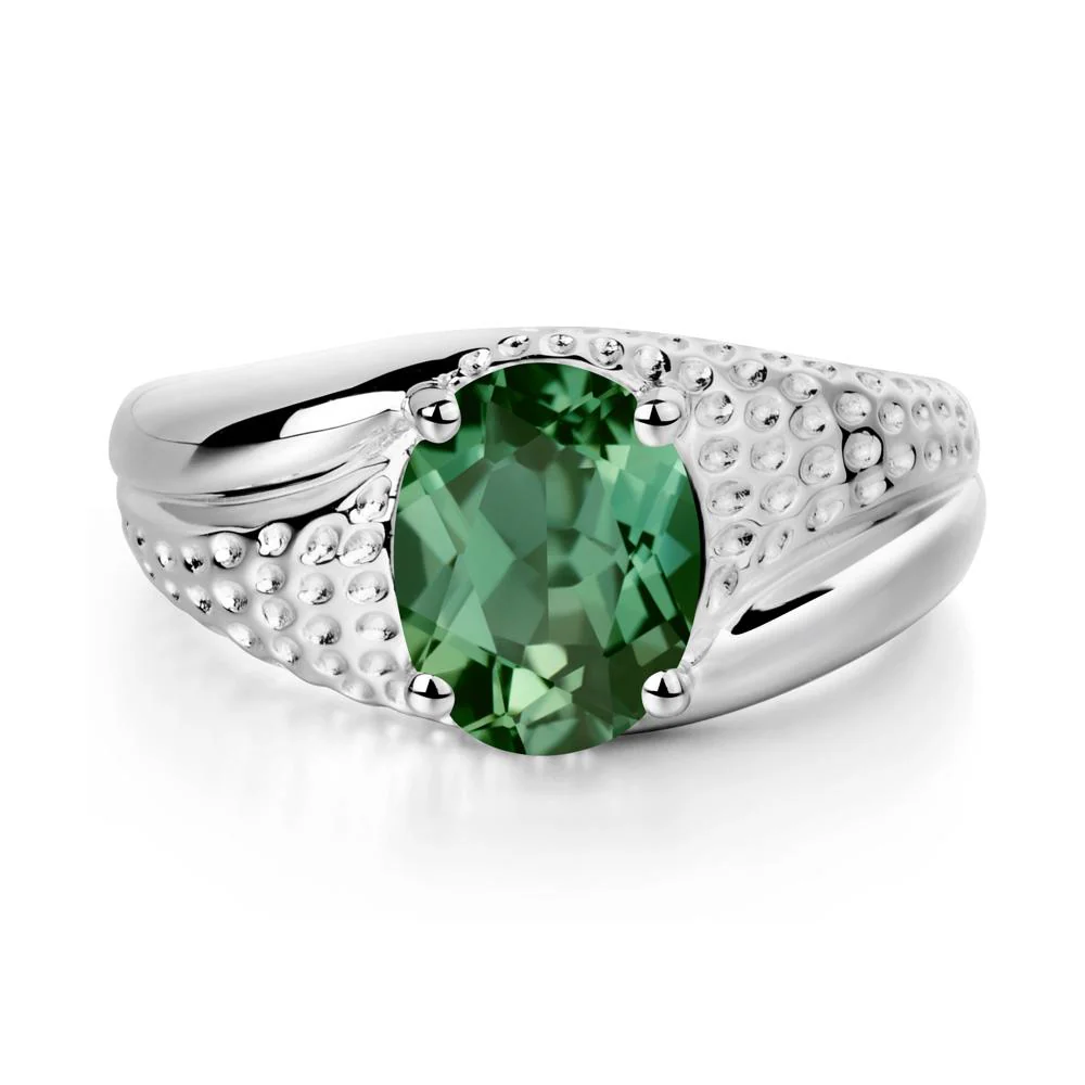 Rugged Oval Green Sapphire Ring for Men