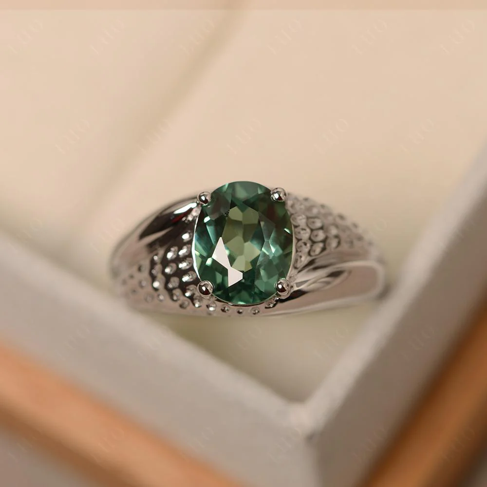Rugged Oval Green Sapphire Ring for Men - Image 10