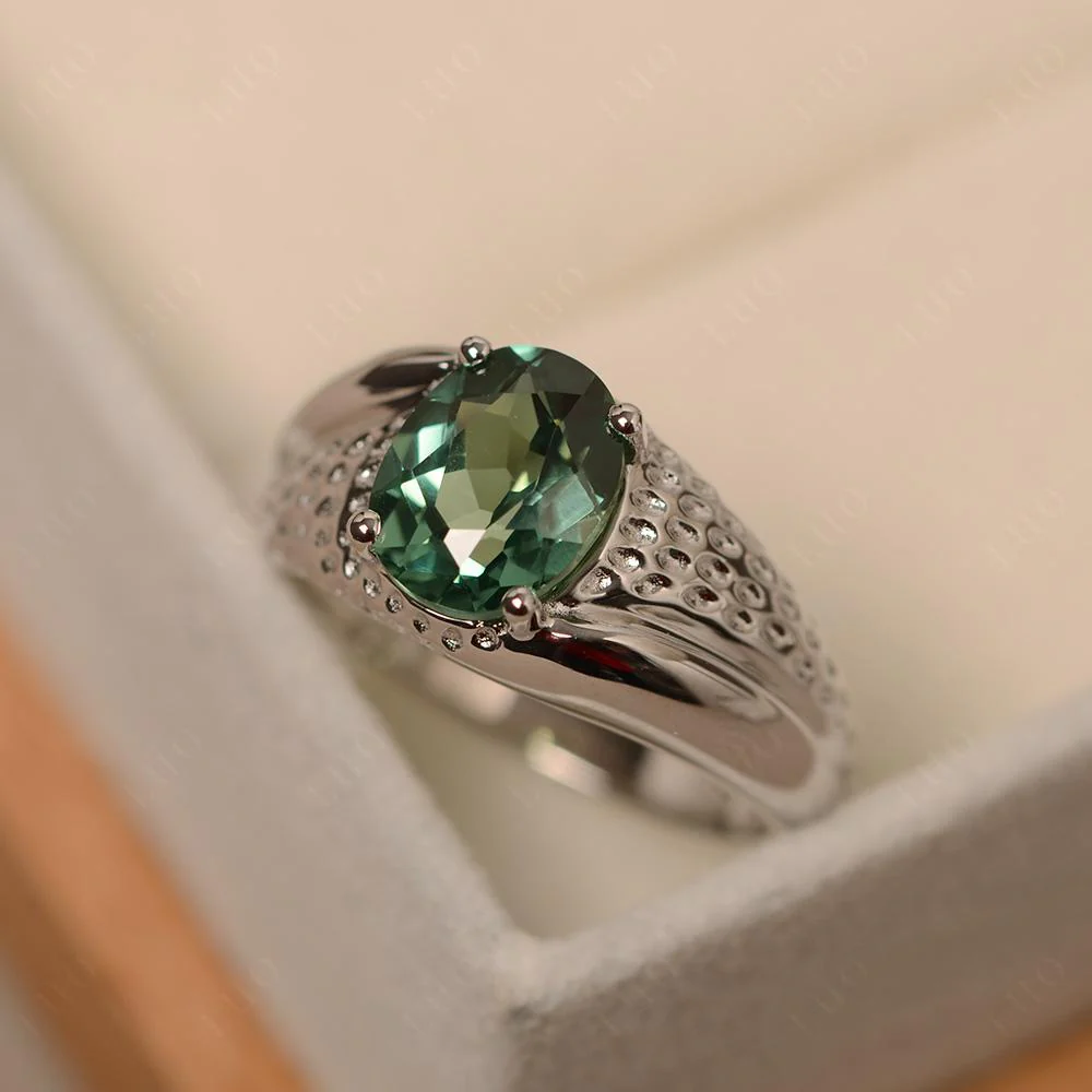 Rugged Oval Green Sapphire Ring for Men - Image 12