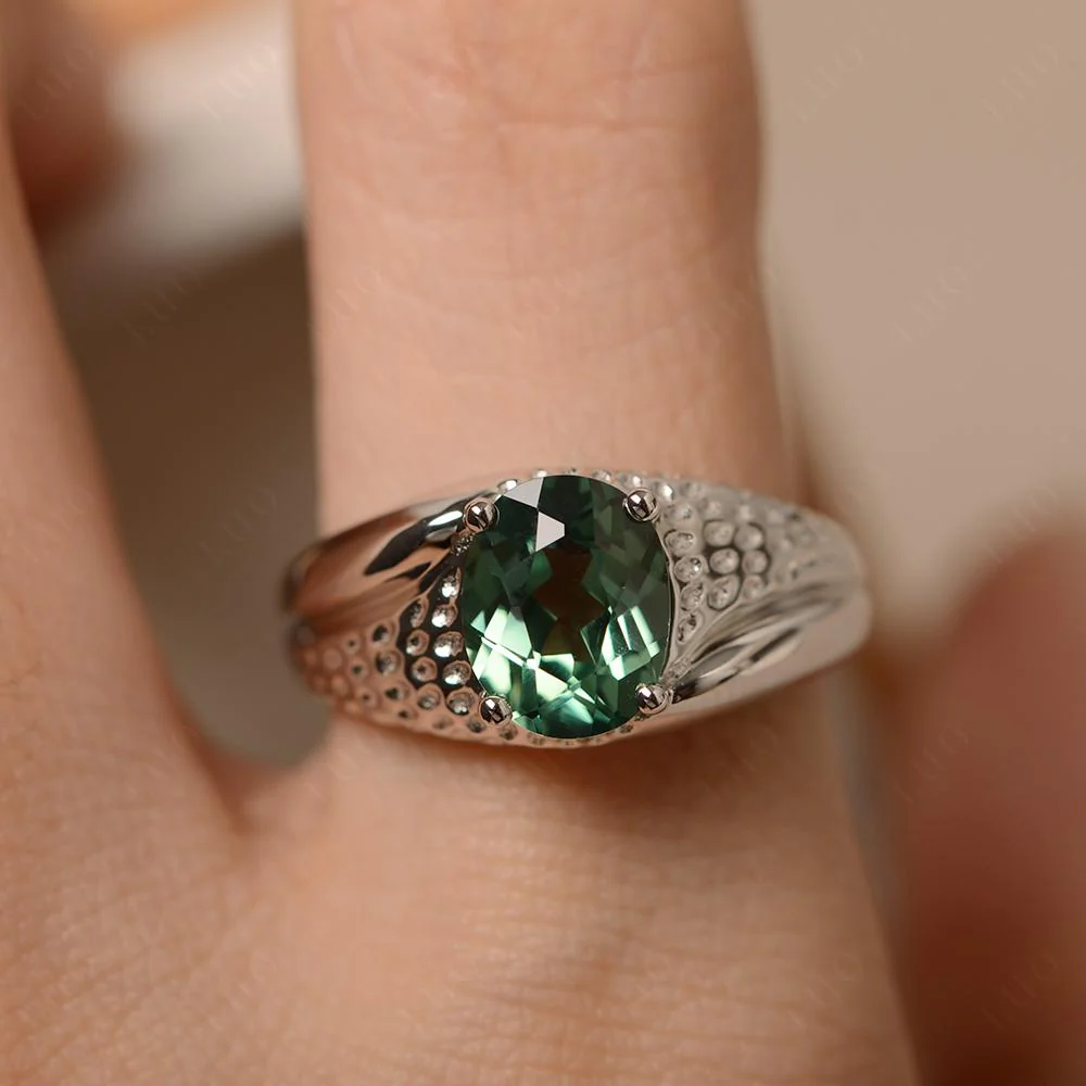 Rugged Oval Green Sapphire Ring for Men - Image 14
