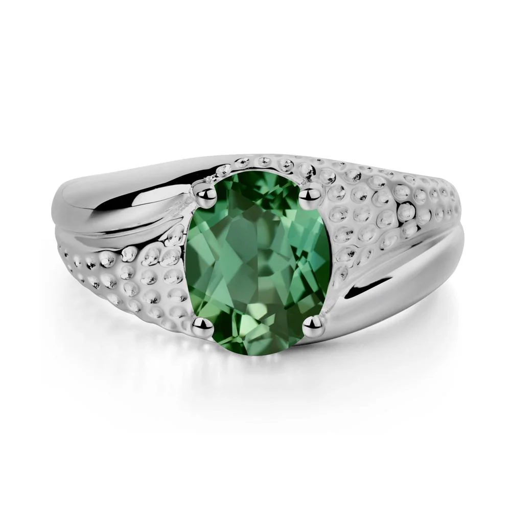 Rugged Oval Green Sapphire Ring for Men - Image 6