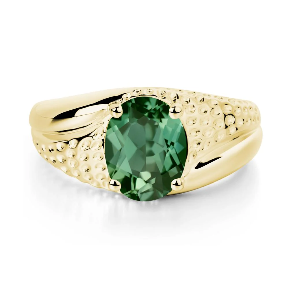 Rugged Oval Green Sapphire Ring for Men - Image 8