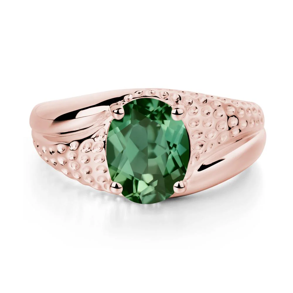 Rugged Oval Green Sapphire Ring for Men - Image 9