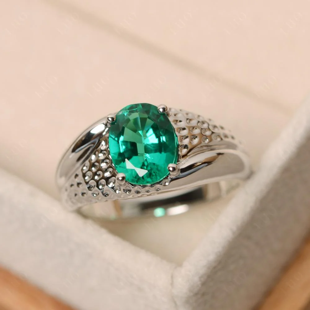 Rugged Oval Emerald Ring for Men - Image 10