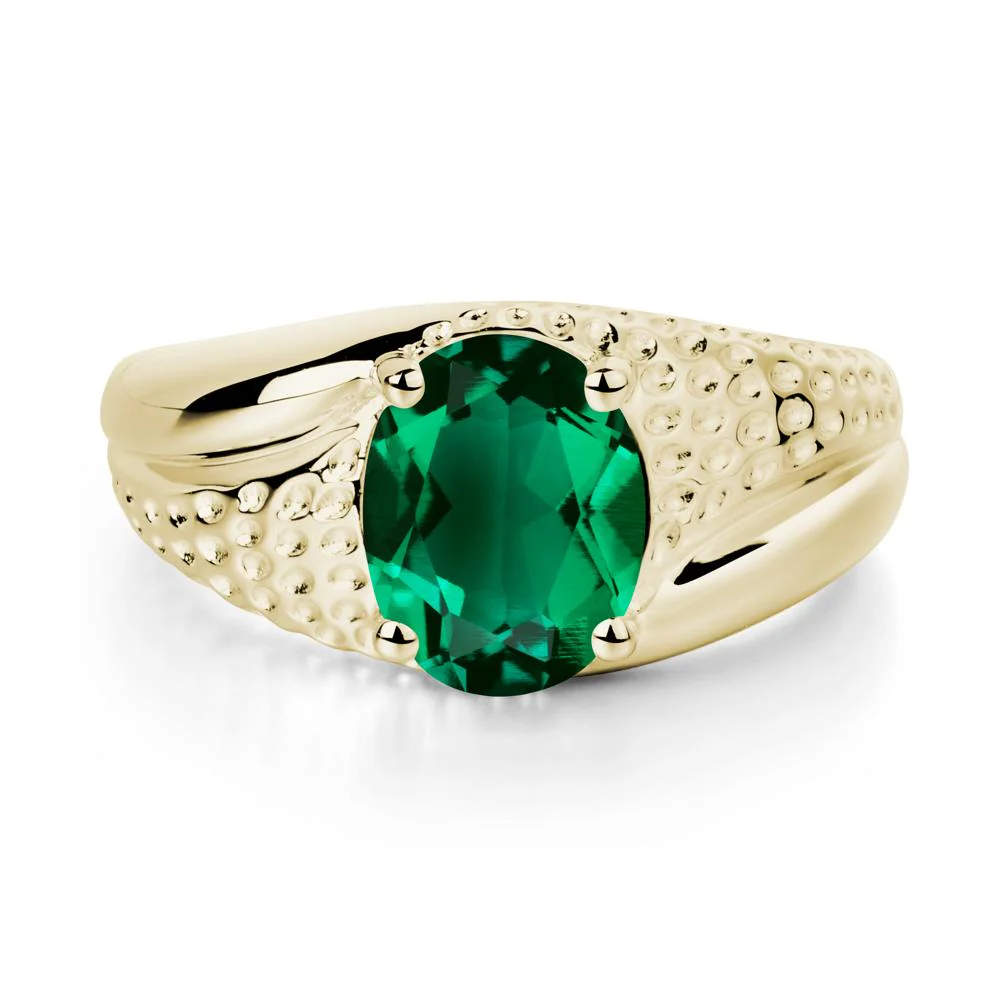 Rugged Oval Emerald Ring for Men - Image 4