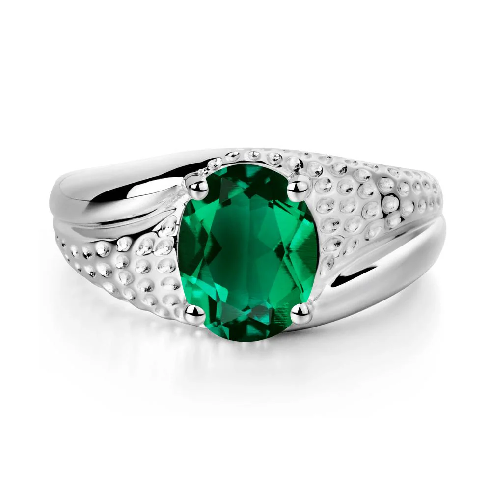 Rugged Oval Emerald Ring for Men - Image 7