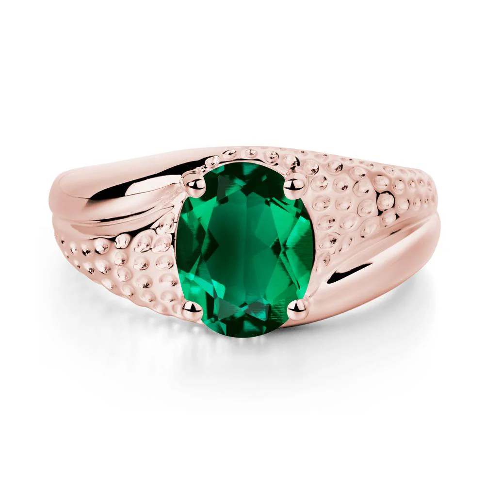 Rugged Oval Emerald Ring for Men - Image 9