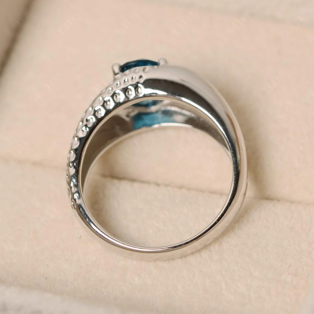 Rugged Oval London Blue Topaz Ring for Men - Image 12