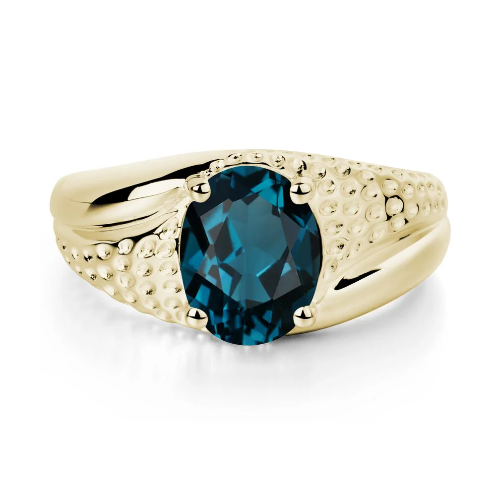 Rugged Oval London Blue Topaz Ring for Men - Image 4
