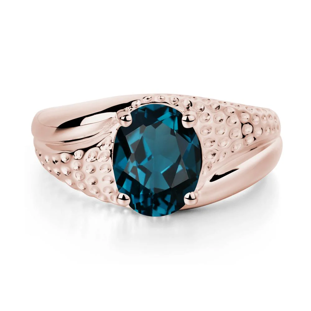 Rugged Oval London Blue Topaz Ring for Men - Image 5