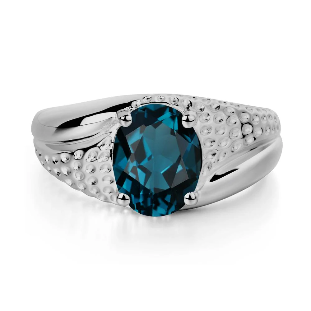 Rugged Oval London Blue Topaz Ring for Men - Image 6
