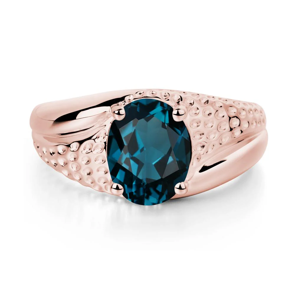 Rugged Oval London Blue Topaz Ring for Men - Image 9