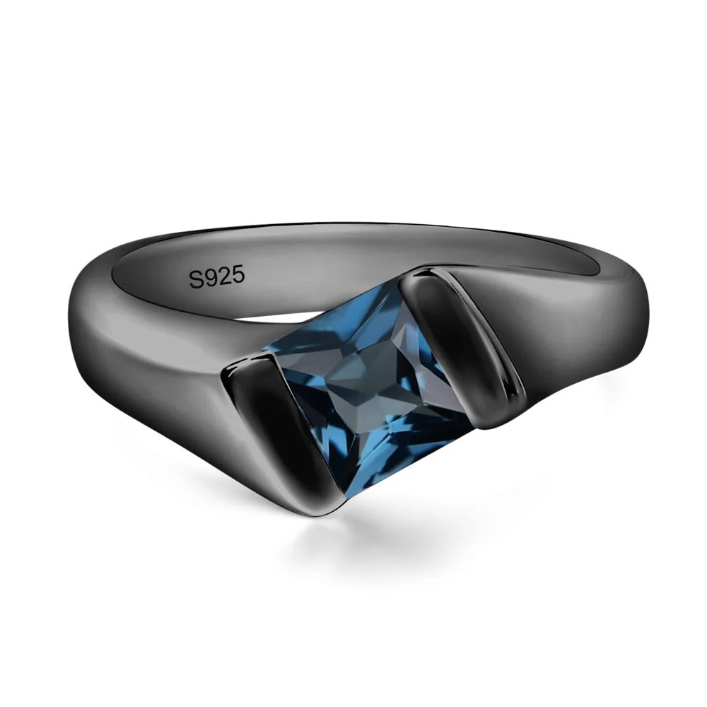 London Blue Topaz Bypass Solitaire Engagement Ring - Image 2