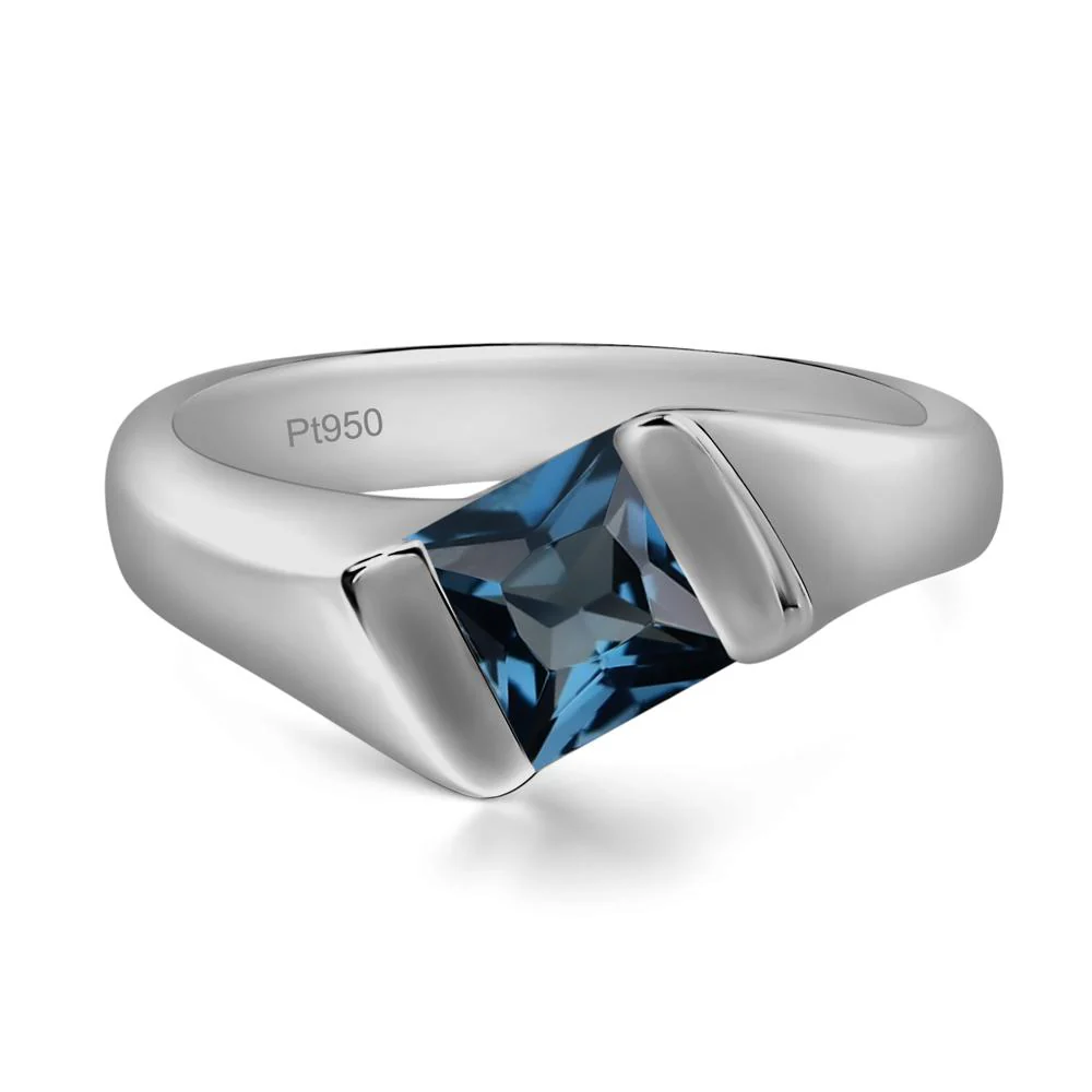 London Blue Topaz Bypass Solitaire Engagement Ring - Image 6
