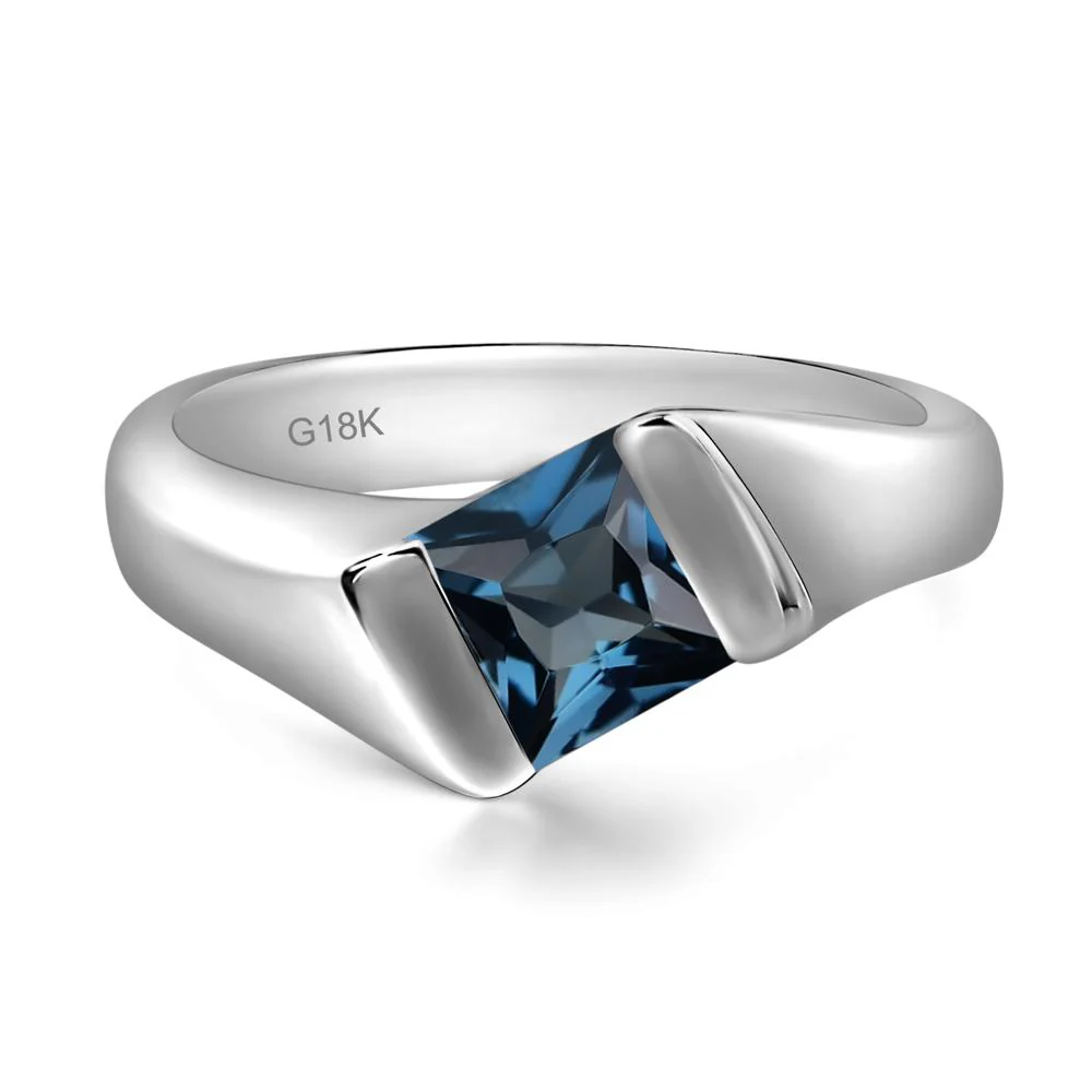 London Blue Topaz Bypass Solitaire Engagement Ring - Image 7