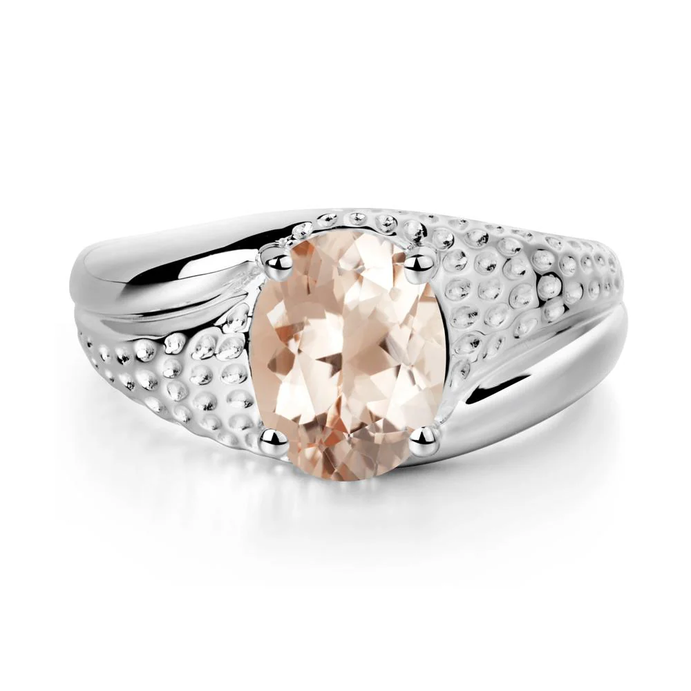 Rugged Oval Morganite Ring for Men - Image 2