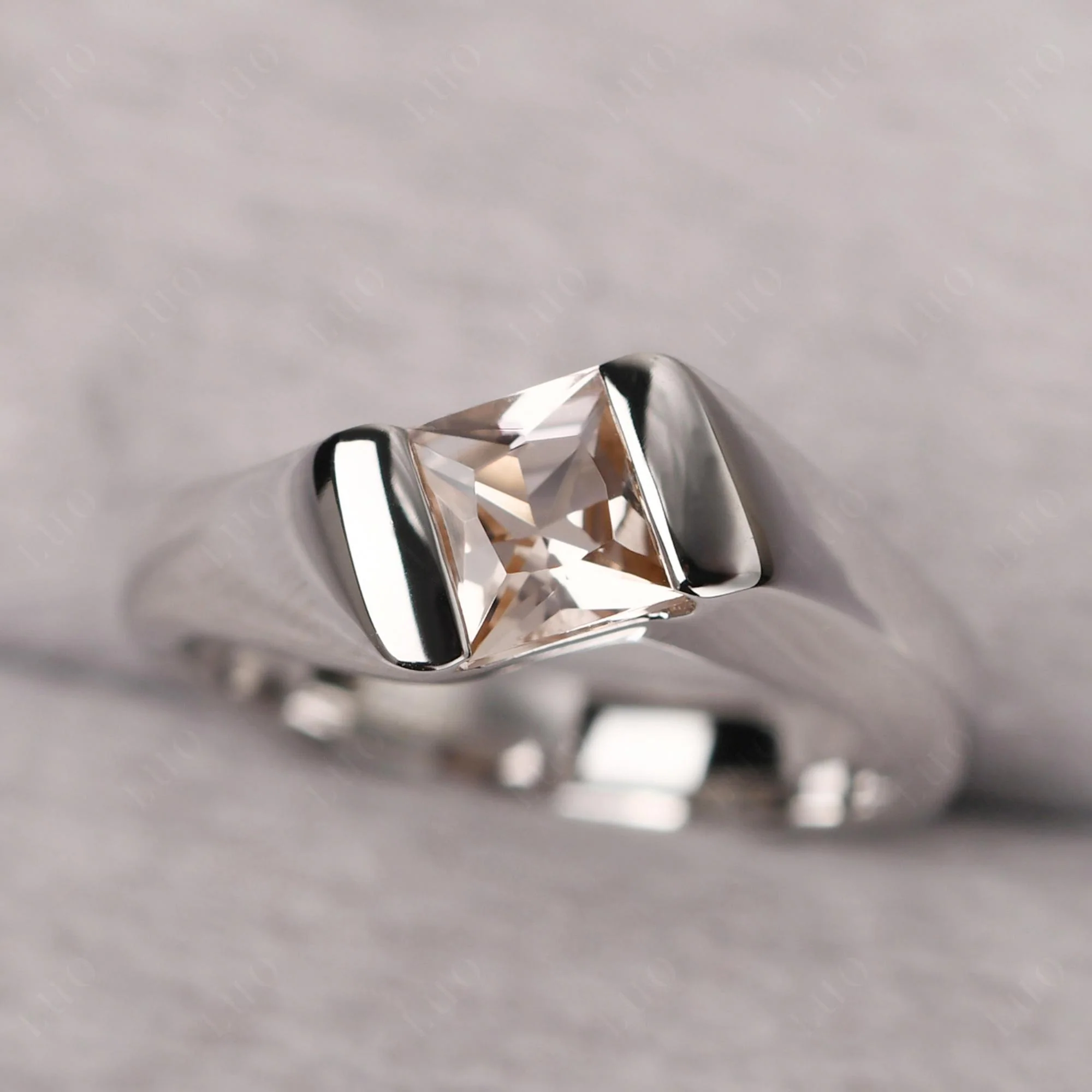 Unisex Morganite Bypass Solitaire Ring - Image 10